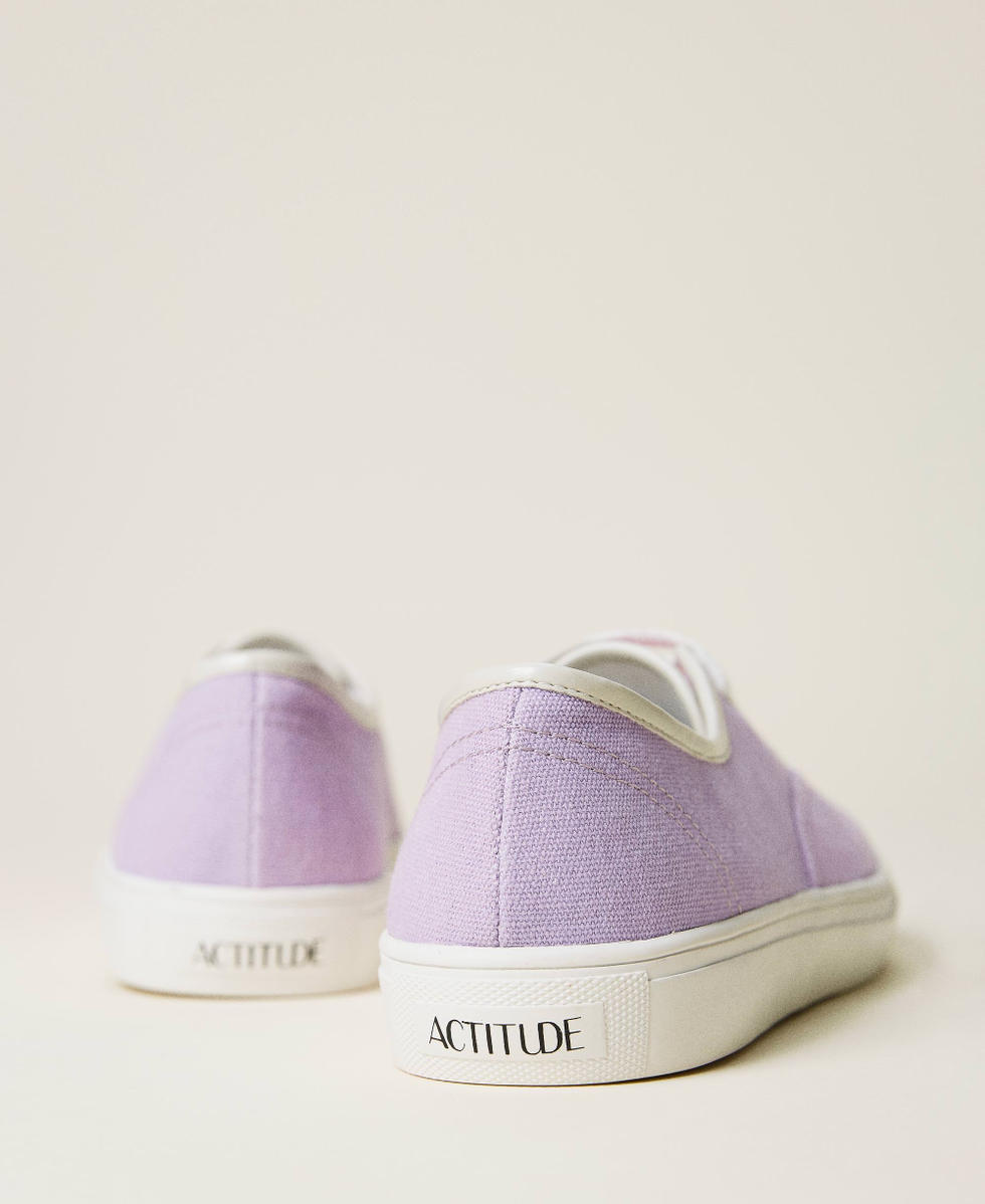 Lace-up fabric trainers