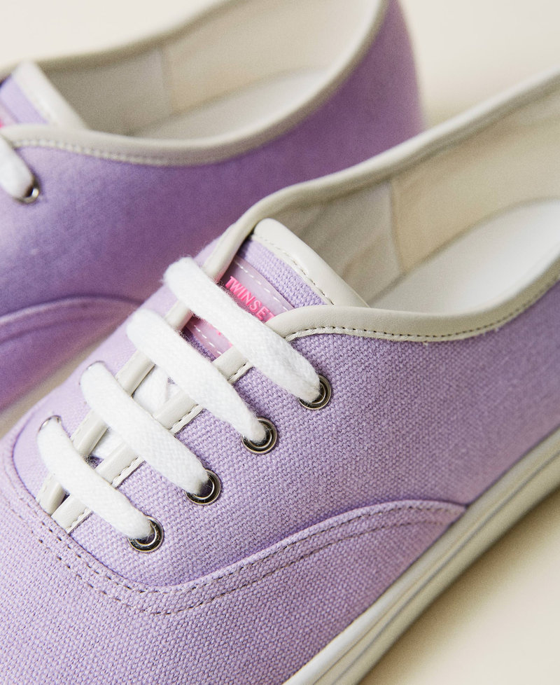 Lace-up fabric trainers "Pastel Lilac” Woman 221ACT150-04