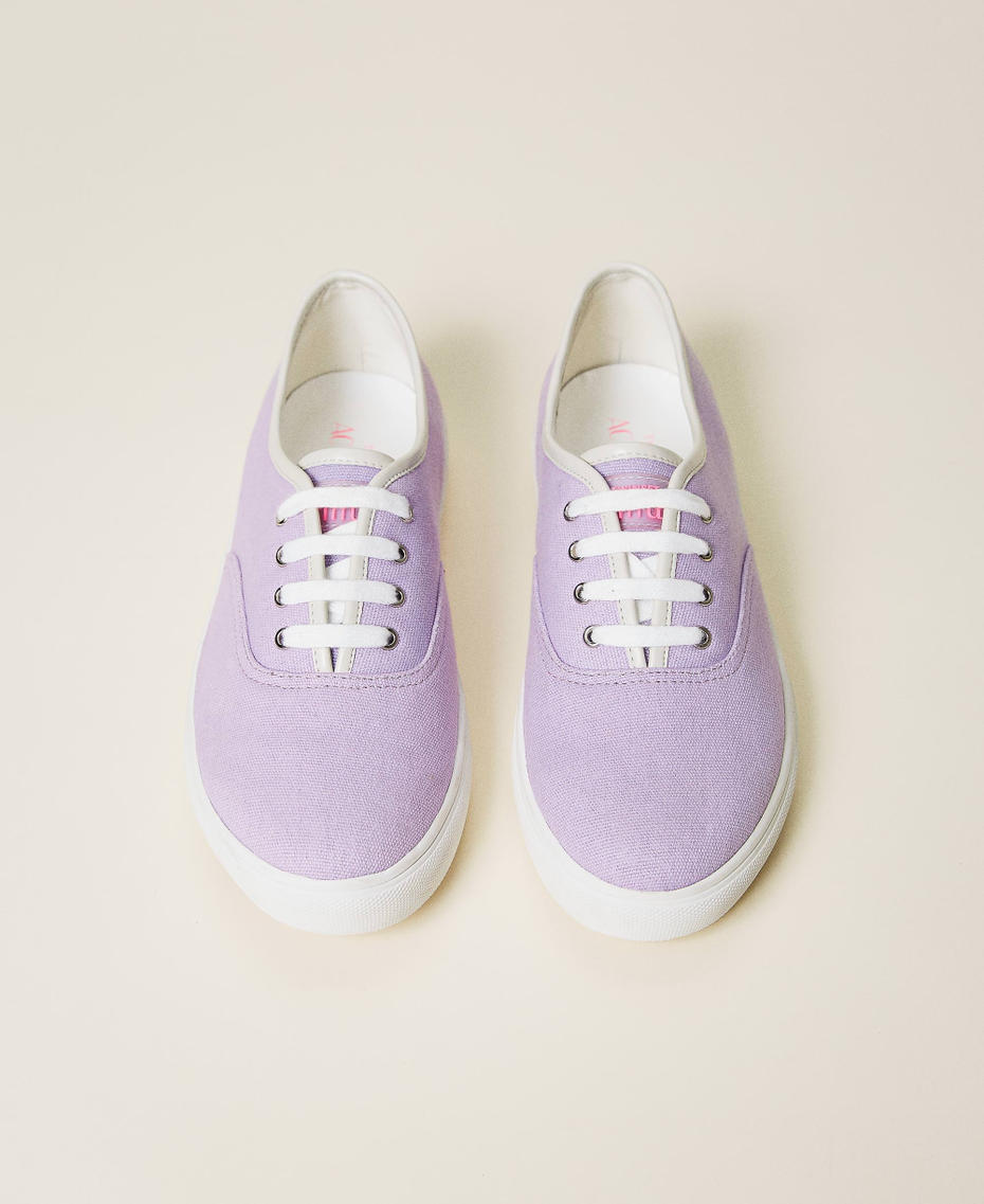 Lace-up fabric trainers "Pastel Lilac” Woman 221ACT150-05