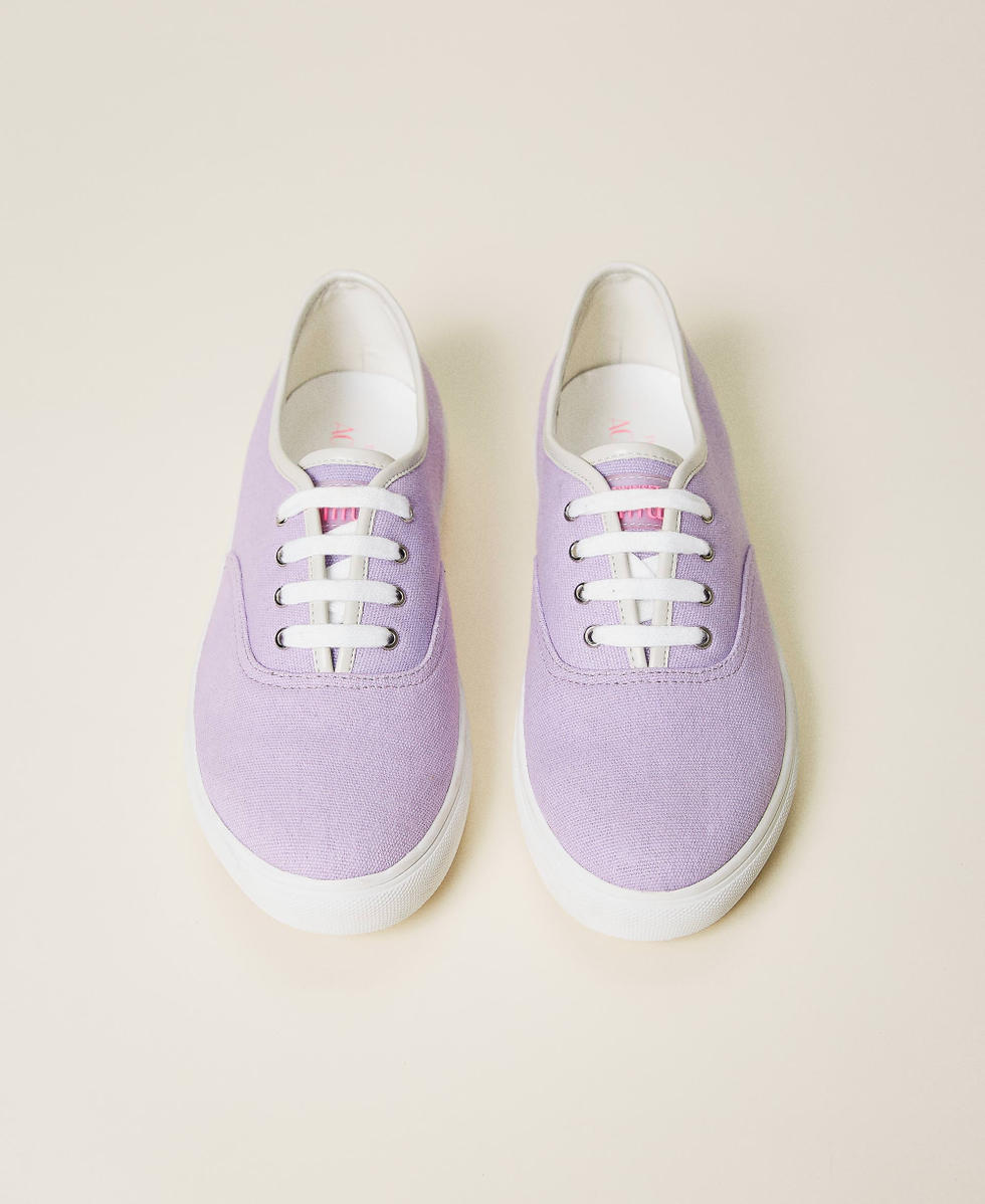 Lace-up fabric trainers