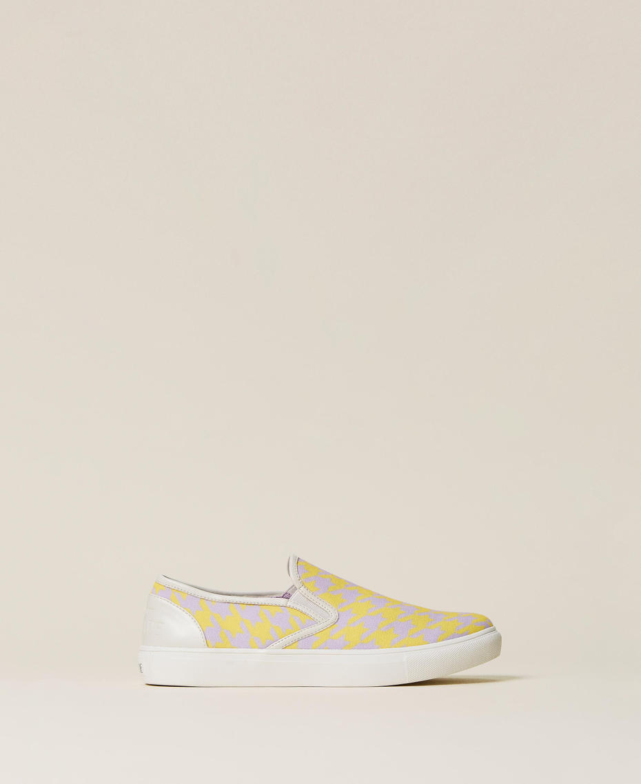 Patterned slip-on trainers "Pastel Lilac" / Vivid Yellow Houndstooth Woman 221ACT152-01