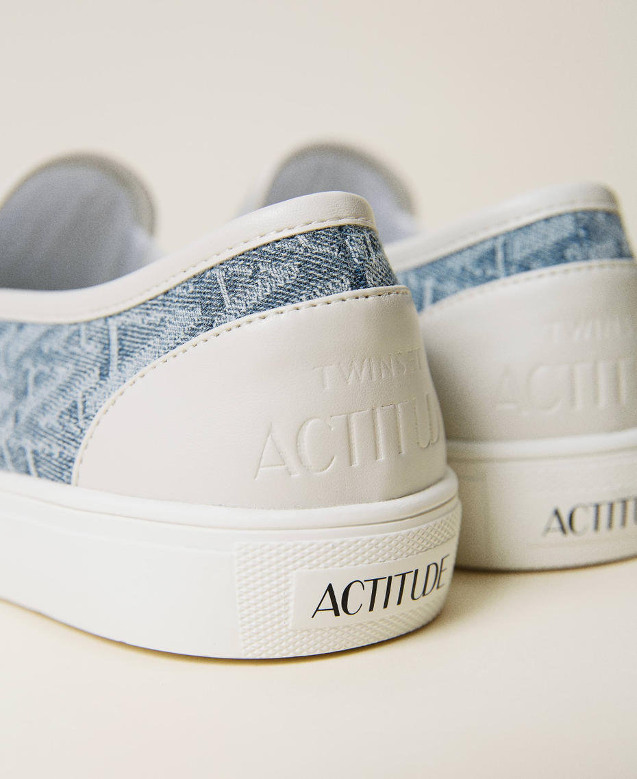 Patterned slip-on trainers Logo Denim Woman 221ACT152_06927_03