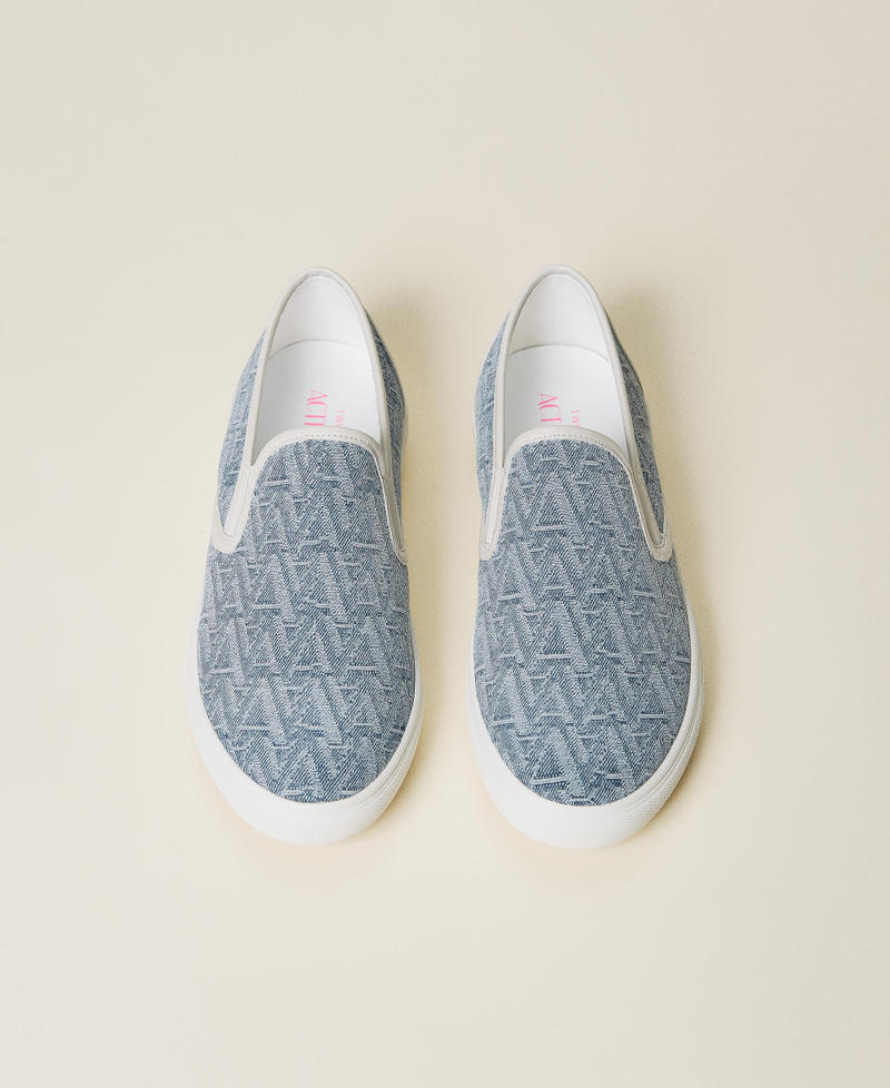 Patterned slip-on trainers Logo Denim Woman 221ACT152_06927_05