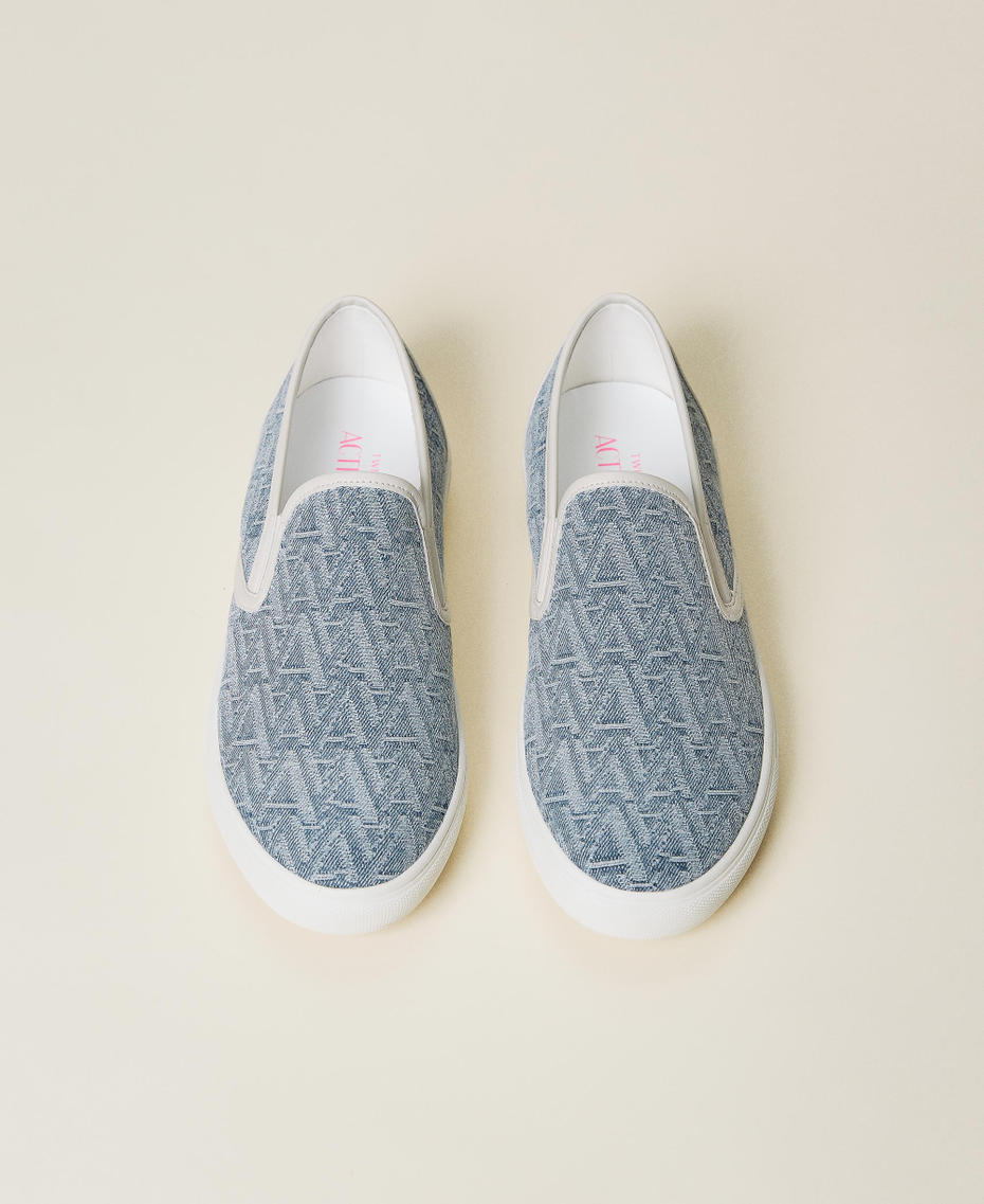 Patterned slip-on trainers Logo Denim Woman 221ACT152_06927_05