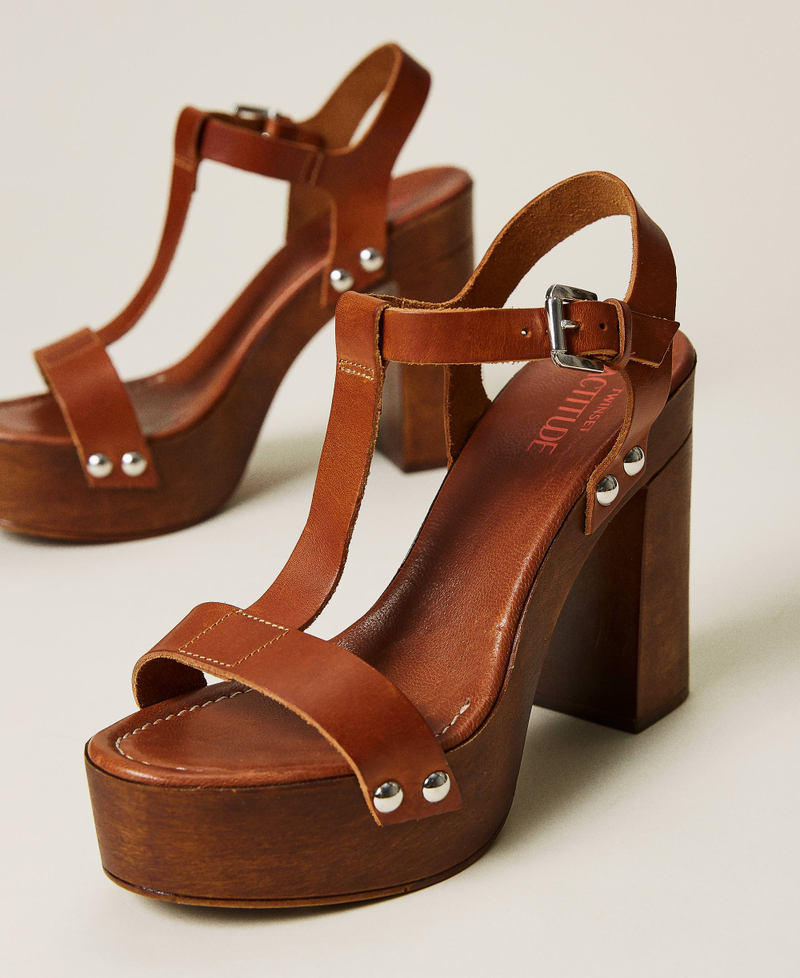 Leather T-bar sandals