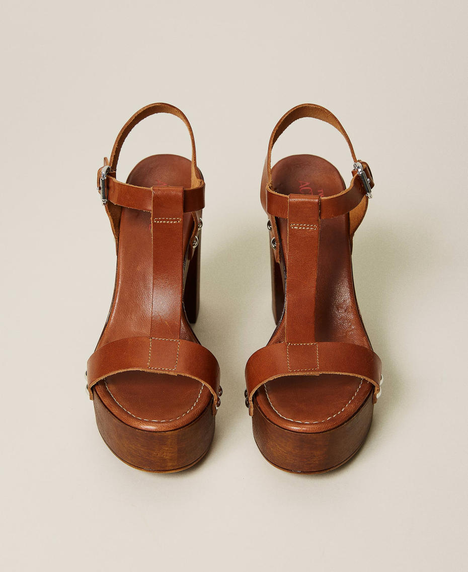 Leather T-bar sandals