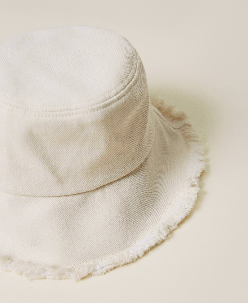 Frayed fisherman's hat with logo Pale Cream Woman 221AO5303-03