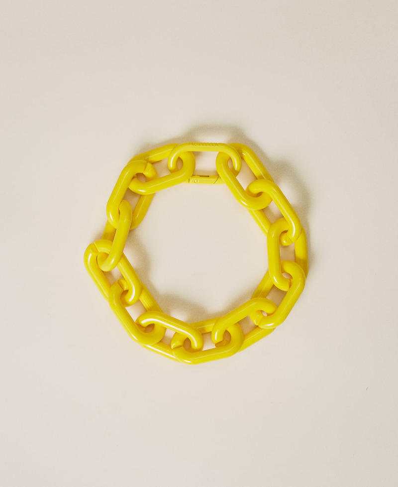 Halskette aus Maxikettengliedern Leuchtendes Gelb Frau 221AO5317-01