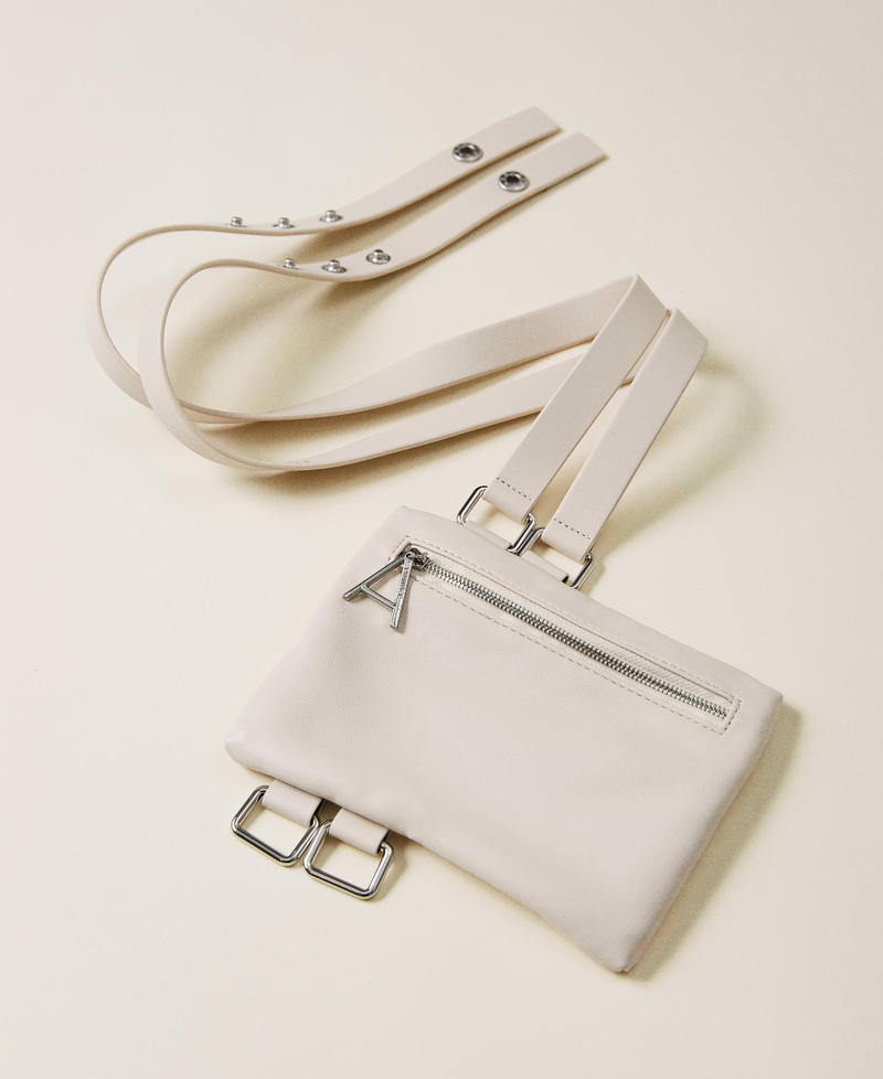 Belt bag with double strap Pale Cream Woman 221AO5349-01
