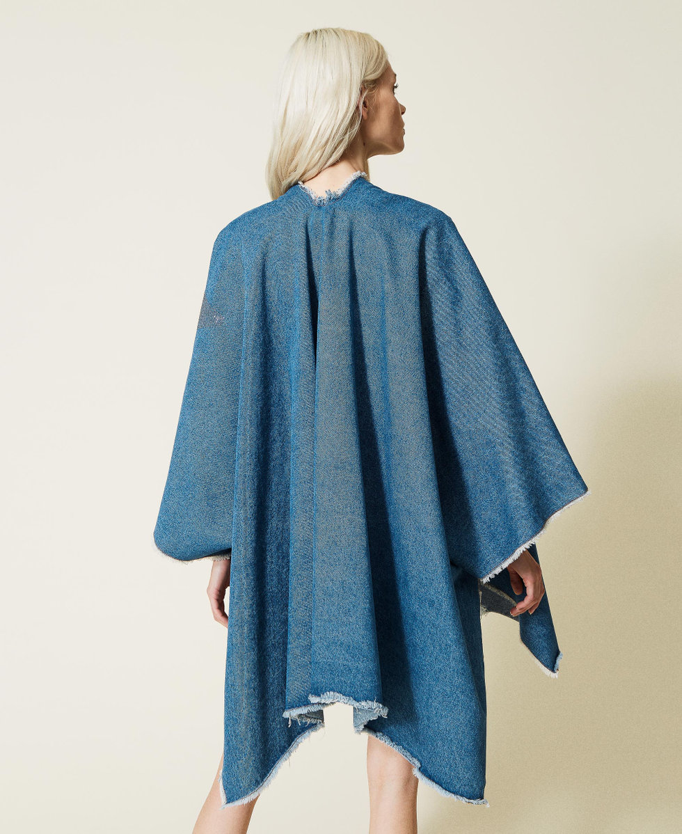 Denim poncho with rhinestones