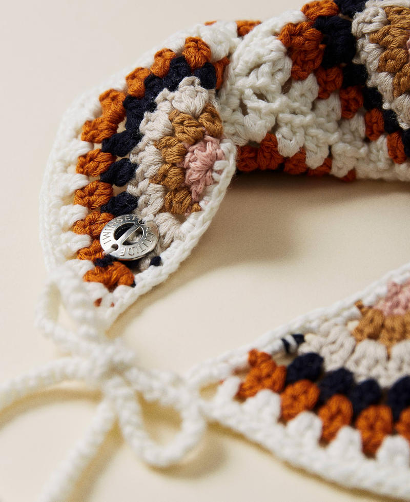 Multicolour crochet bandanna "Spicy Curry" Orange / Chantilly / "Space Blue” Multicolour Woman 221AO536B-02