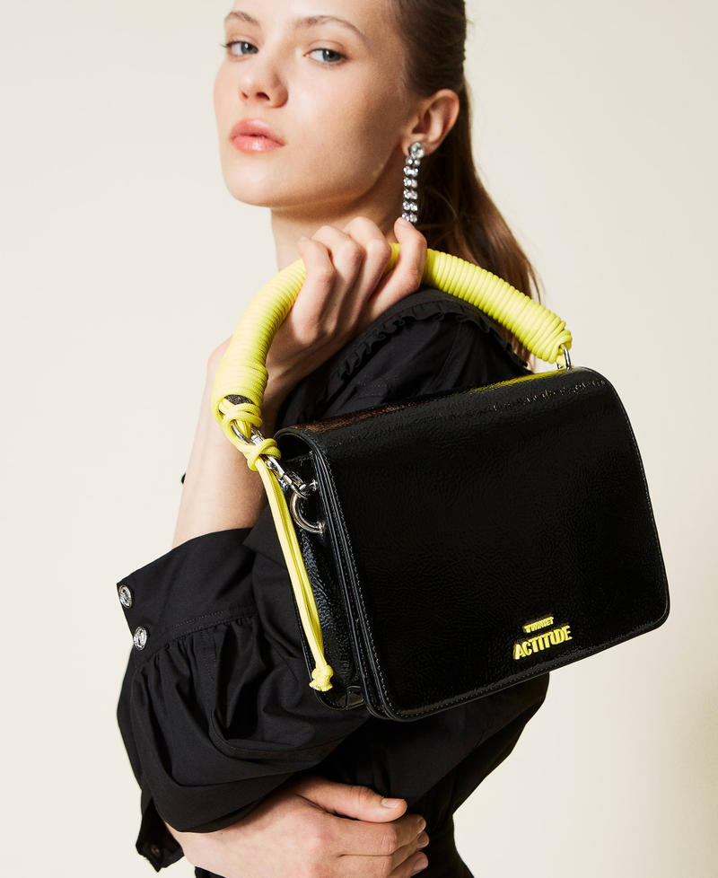 Shoulder bag with neon-coloured details Black Woman 221AO8040-0S