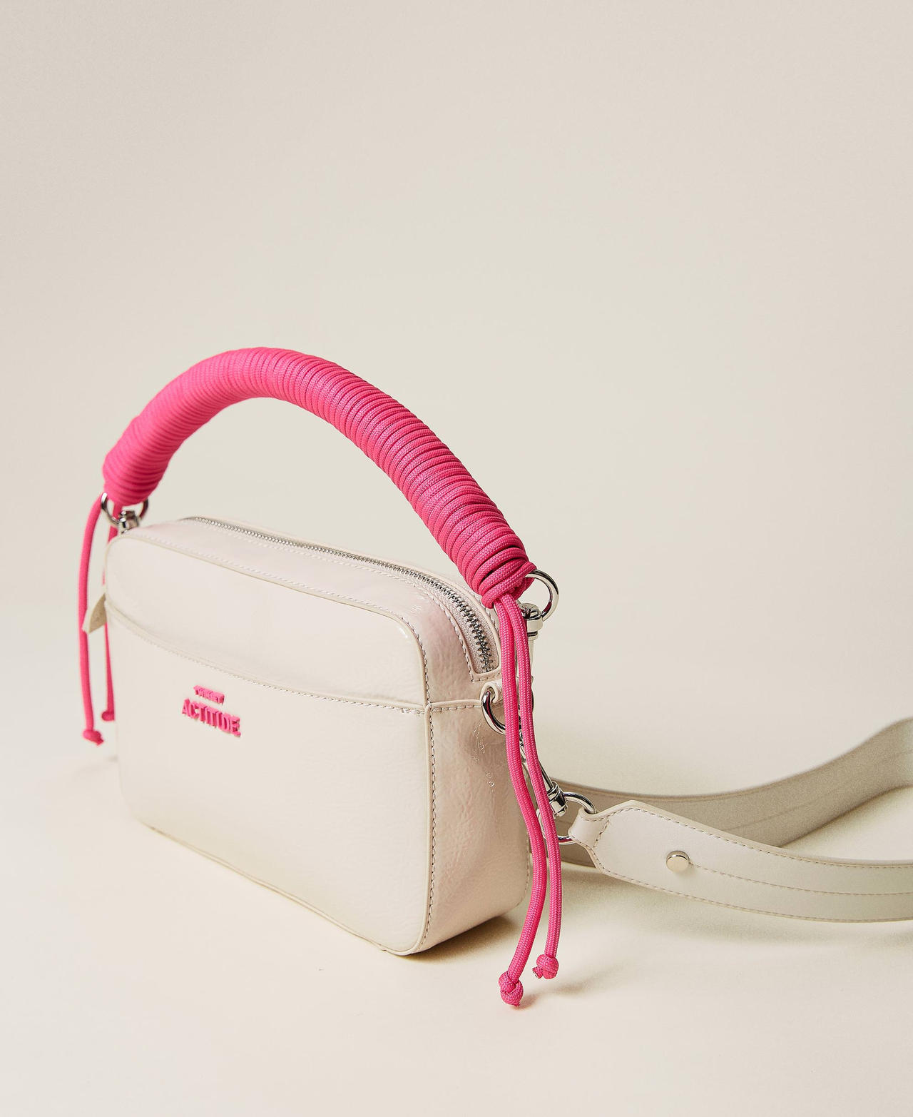 Camera bag with neon-coloured details Pale Cream Woman 221AO8041-02
