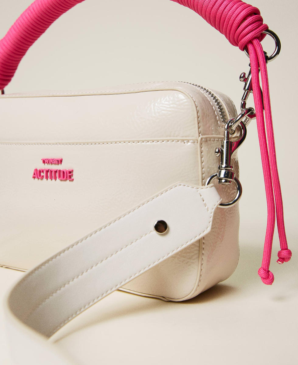 Camera bag with neon-coloured details