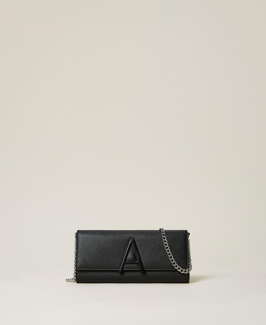 Pochette with logo and shoulder strap