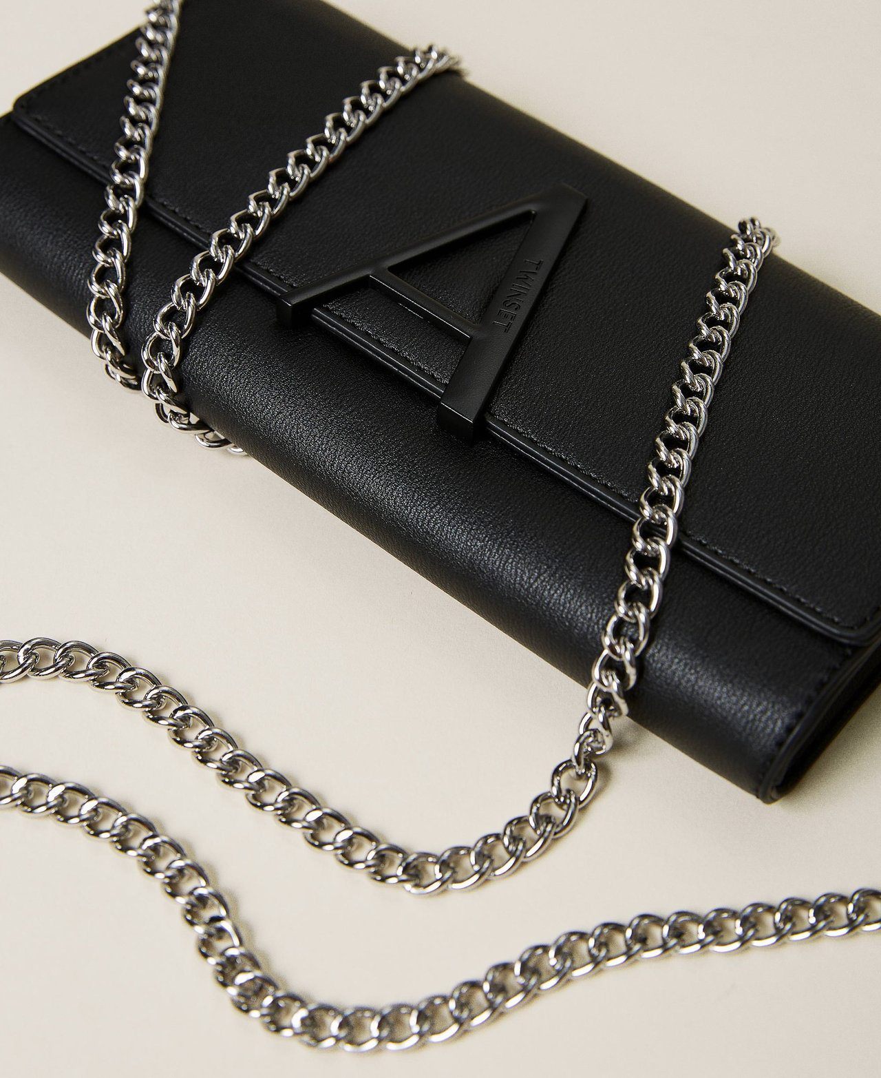 Pochette with logo and shoulder strap