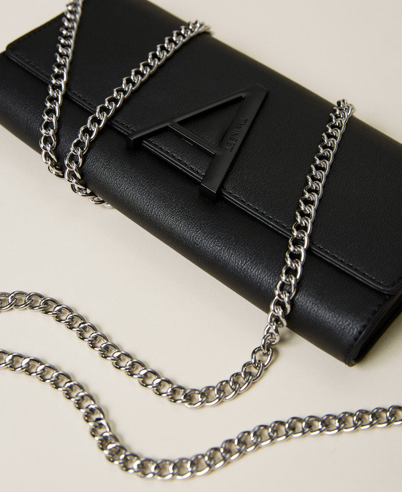 Pochette with logo and shoulder strap