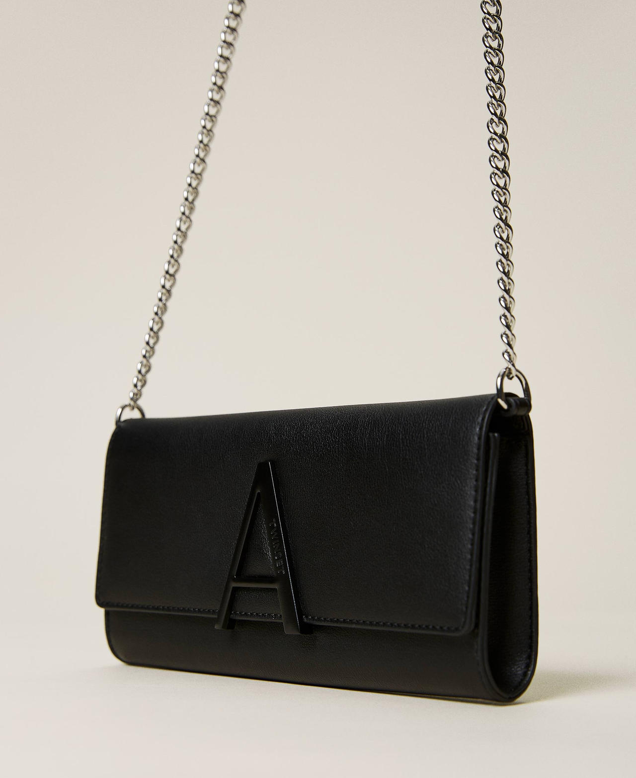 Pochette with logo and shoulder strap