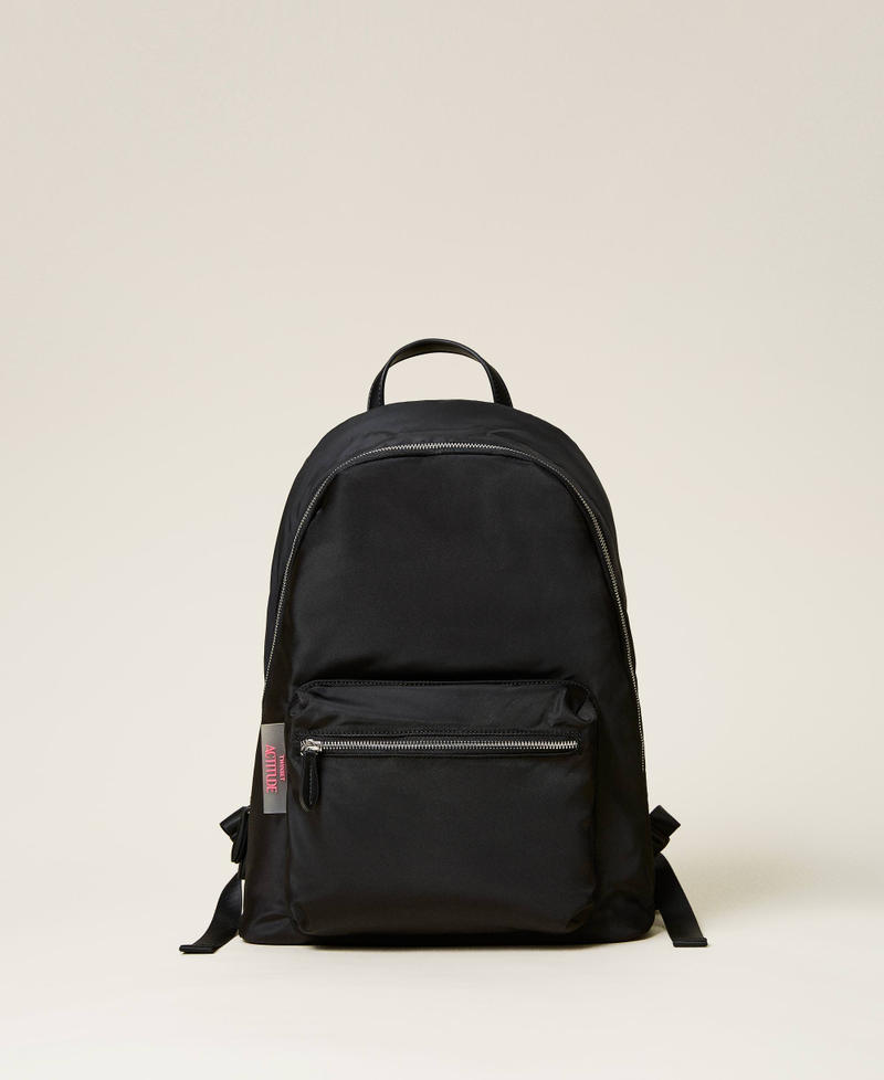 Technical backpack with pocket and logo Woman, Black | TWINSET Milano