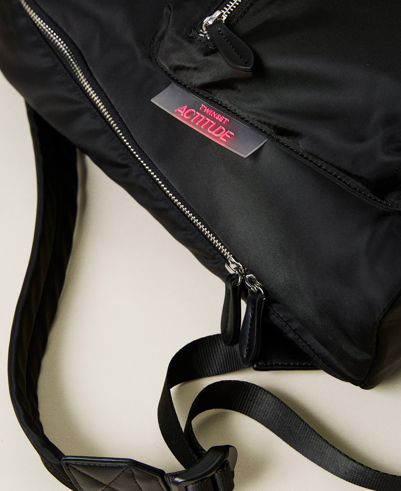 Technical backpack with pocket and logo