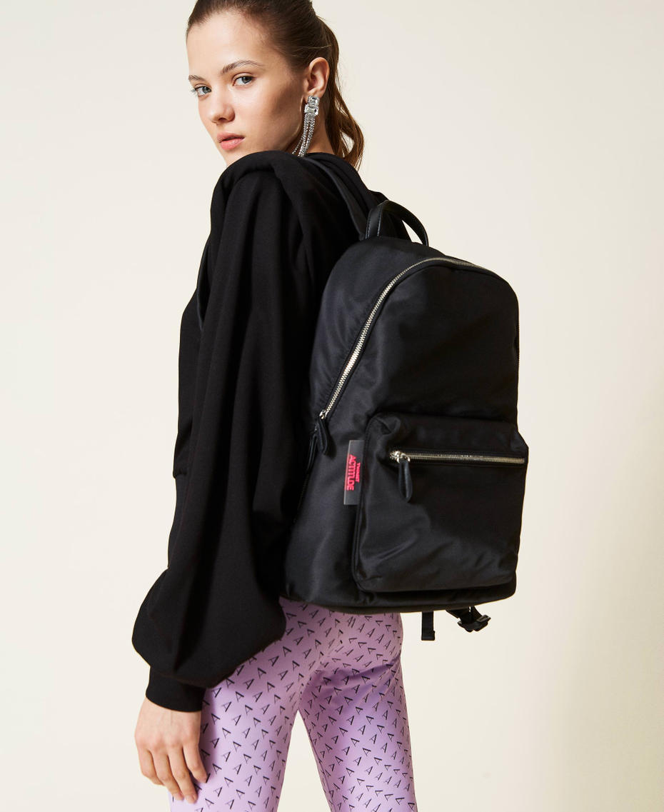 Technical backpack with pocket and logo Black Woman 221AO8101-0S