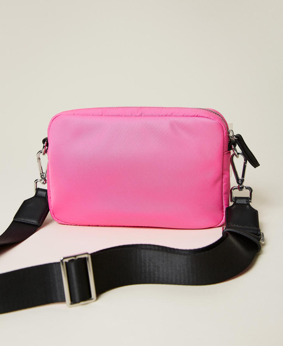 Shoulder bag with pocket and logo Fluorescent Pink Woman 221AO8102-04
