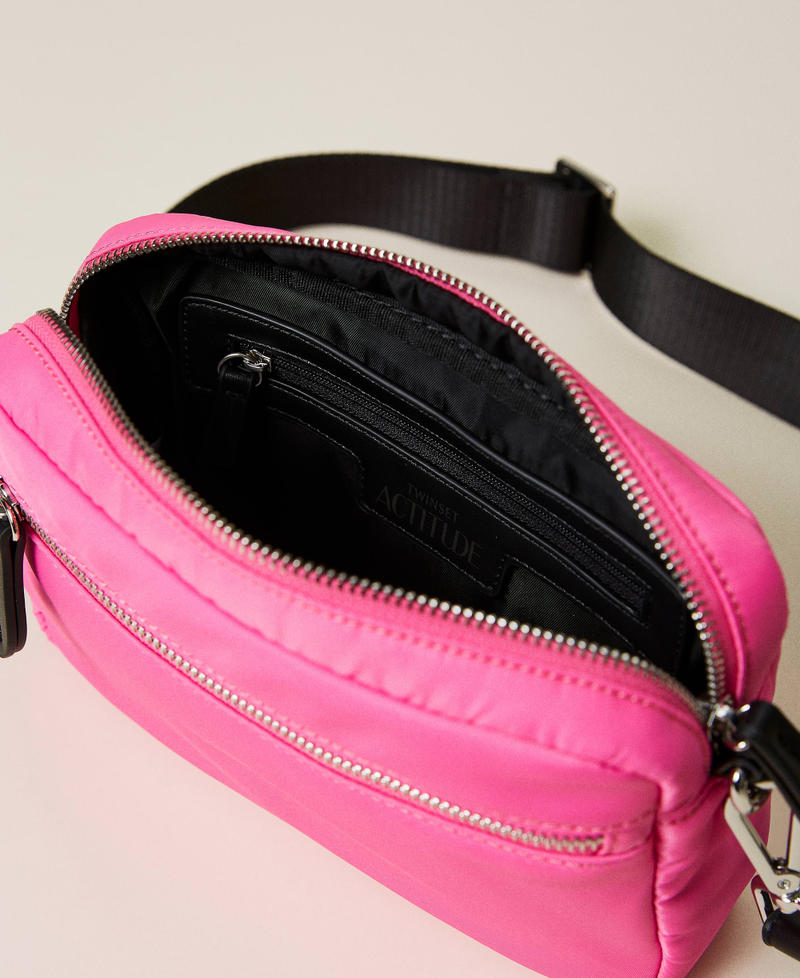 Shoulder bag with pocket and logo Fluorescent Pink Woman 221AO8102-05