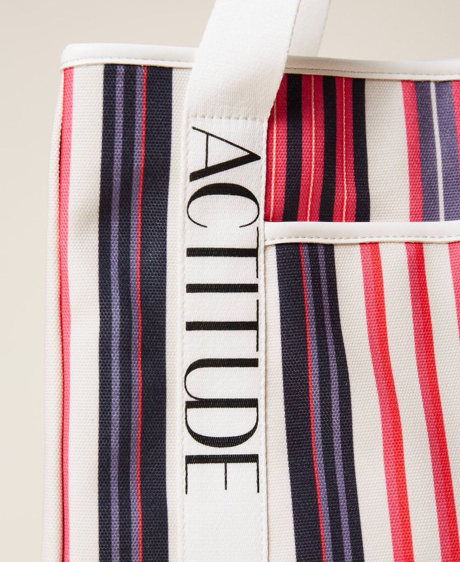 Striped canvas shopper