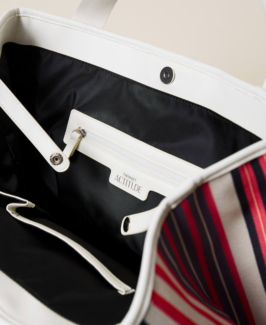 Striped canvas shopper