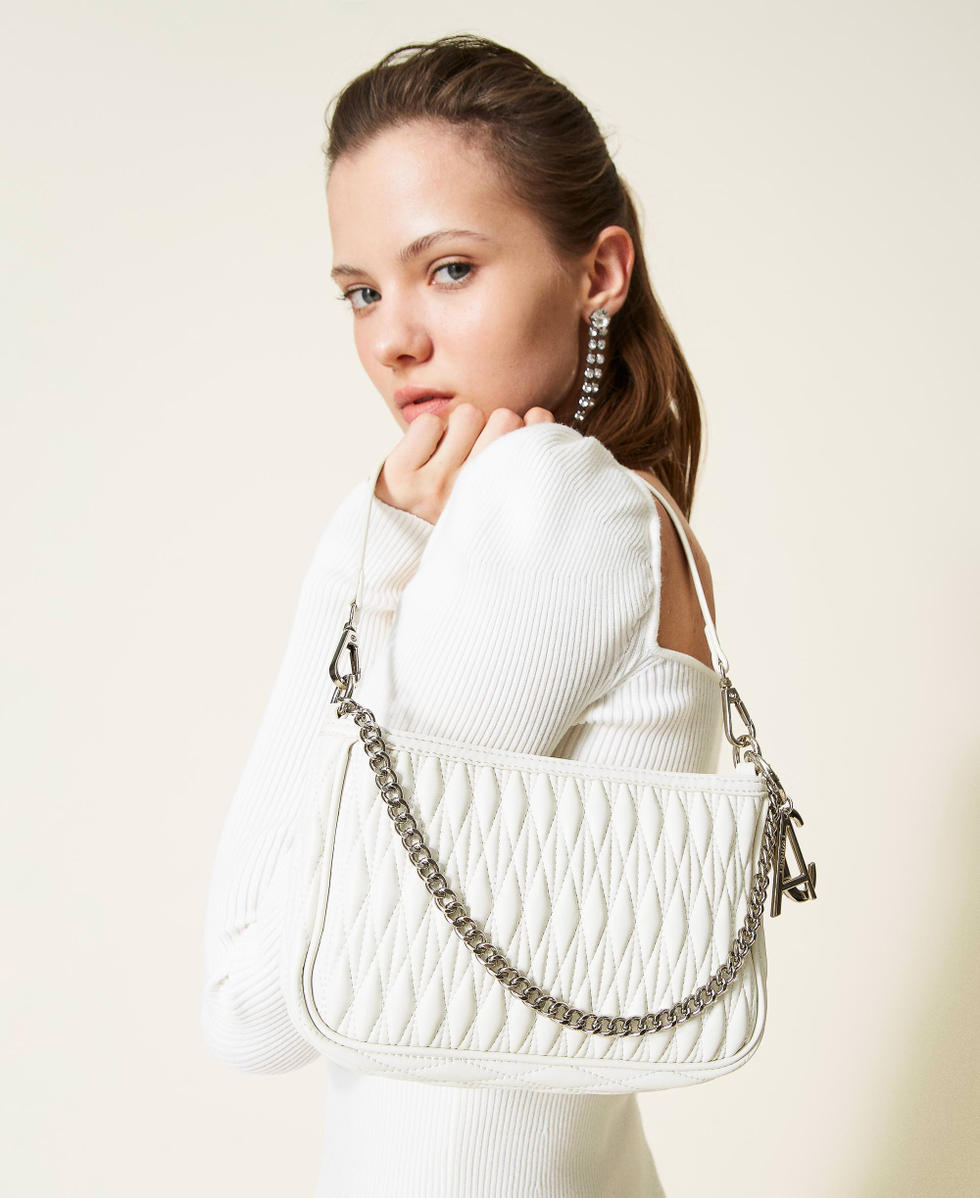 Borsa trapuntata con catena e charms Donna Bianco TWINSET Milano