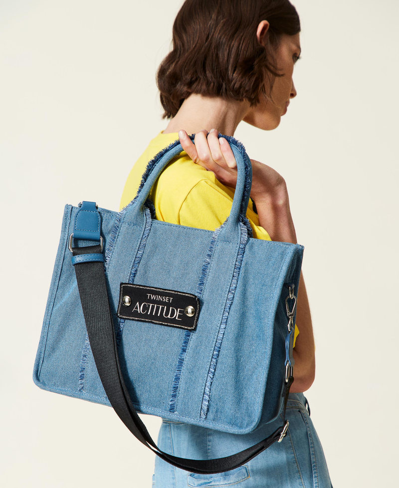 Recycled denim shopper bag