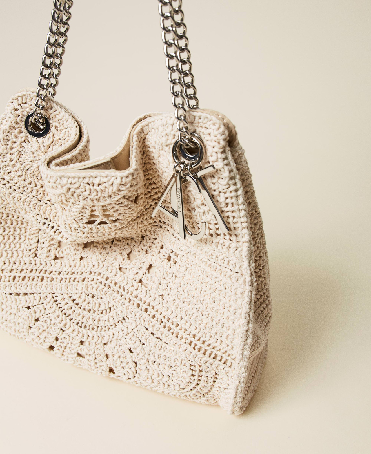 Sac Cabas Shopping Fait Main En Coton Crocheté - Vert, Moyen - Neuf Sans étiquette