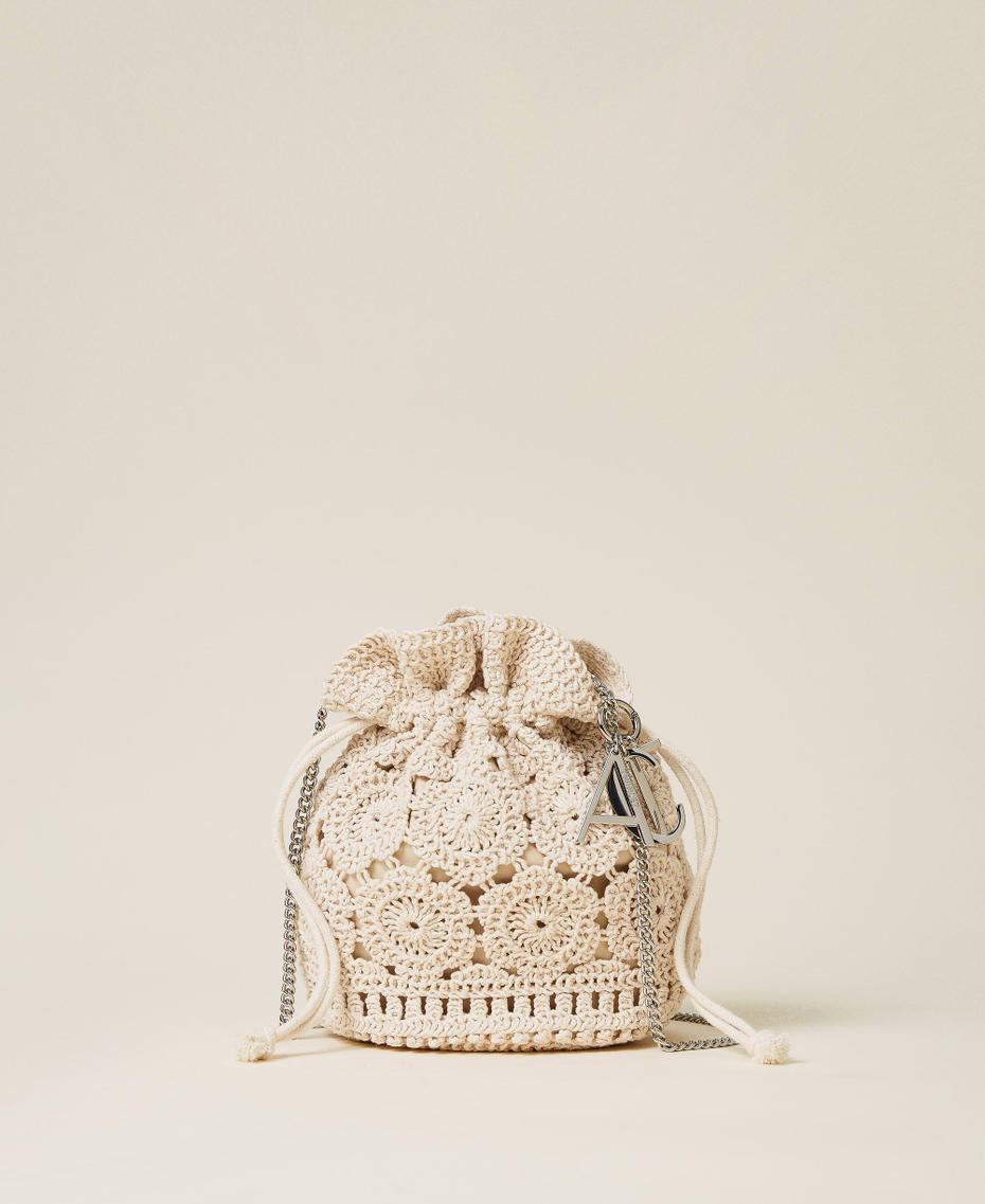 Crochet bucket bag Pale Cream Woman 221AO8221-01