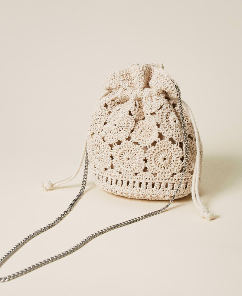 Crochet bucket bag Pale Cream Woman 221AO8221-03