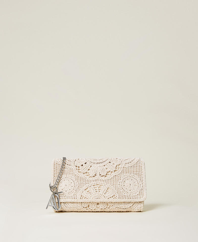 Crochet clutch with charms Pale Cream Woman 221AO8222-01