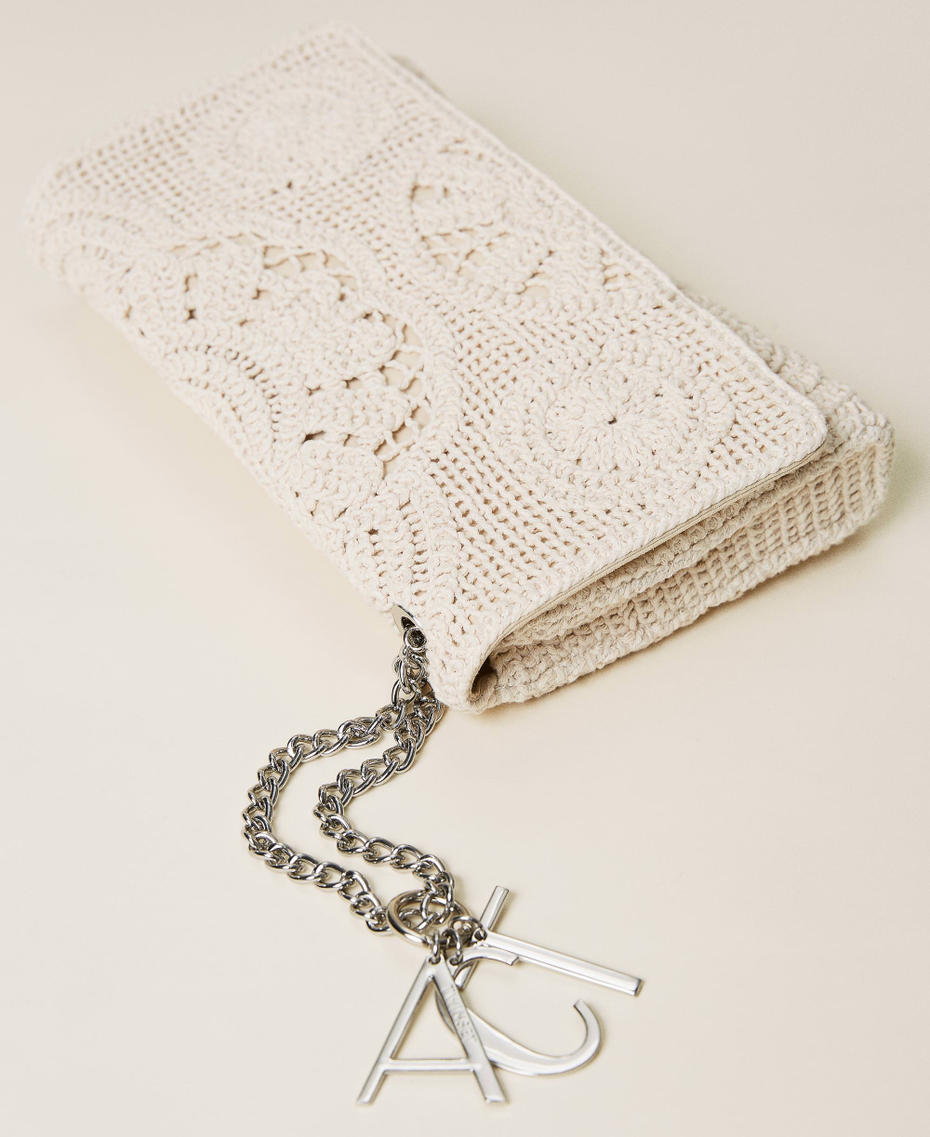 Crochet clutch with charms Pale Cream Woman 221AO8222-03