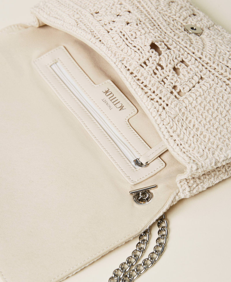 Crochet clutch with charms Pale Cream Woman 221AO8222-06