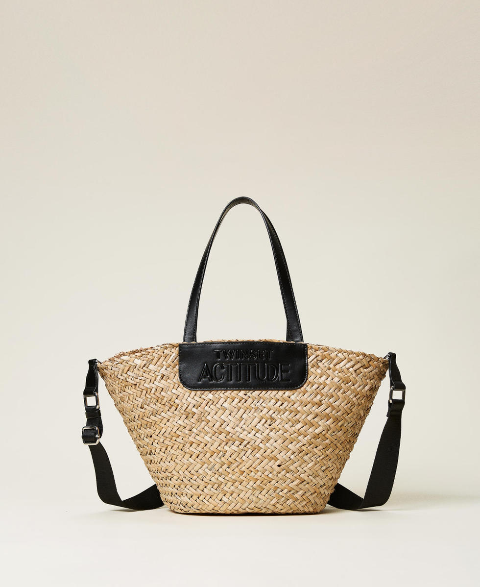 Bolso shopper de paja con logotipo