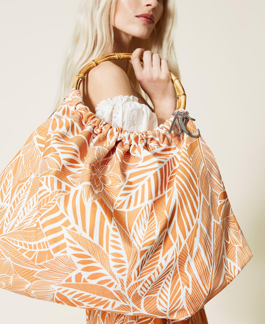 Canvas shopper with charms "Summer" Print / "Spicy Curry” Orange Woman 221AO8240_06938_S0
