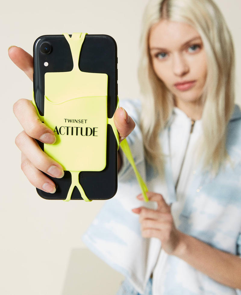Phone case with logo Fluorescent Yellow Woman 221AO8260-0S
