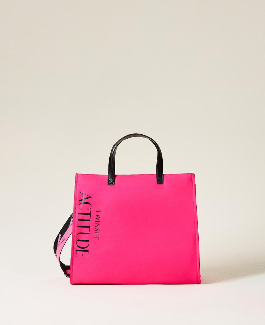 Large shopper with logo Fluorescent Pink Woman 221AO828A-01