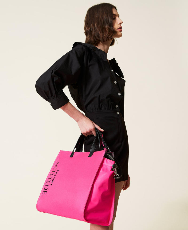 Большая сумка-шоппер с логотипом Розовый Fluo женщина 221AO828A-0S