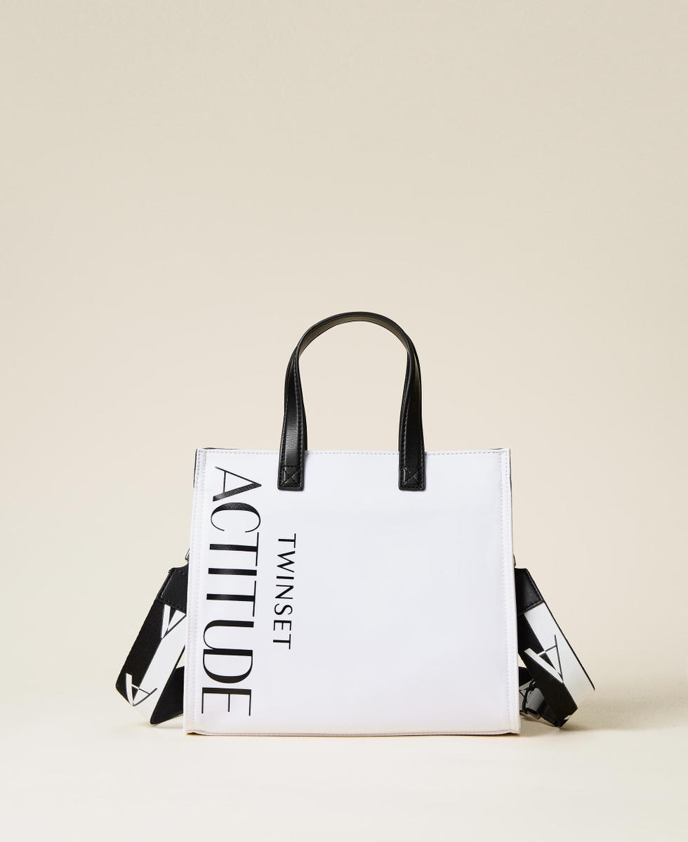 Medium shopper with logo Woman, White | TWINSET Milano