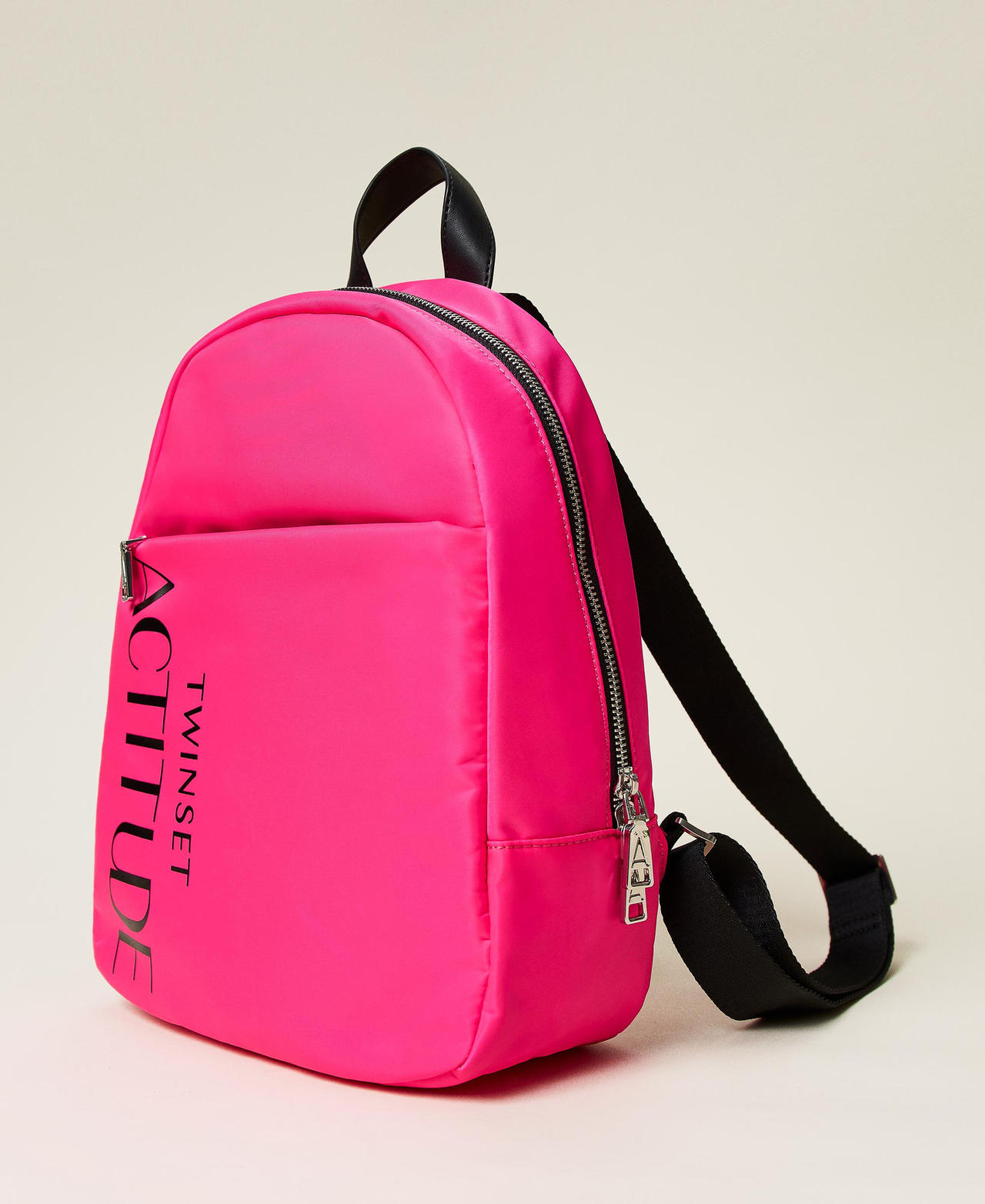 Backpack with contrasting logo Fluorescent Pink Woman 221AO828C-02