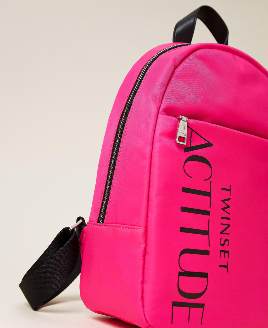 Backpack with contrasting logo Fluorescent Pink Woman 221AO828C-04
