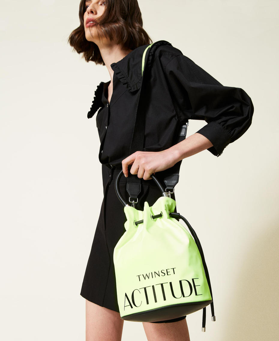 Bucket bag with logo