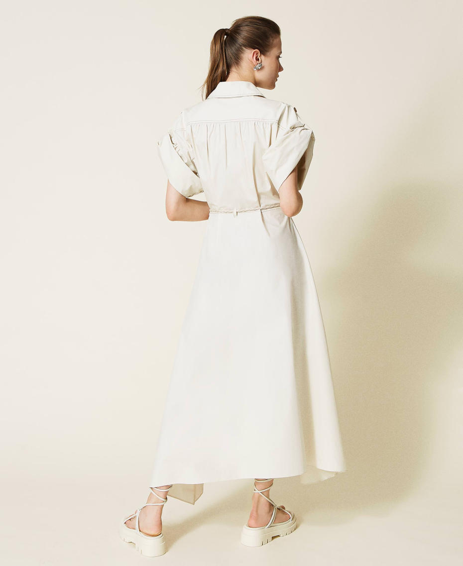 Organic cotton midi dress Pale Cream Woman 221AT2031-05
