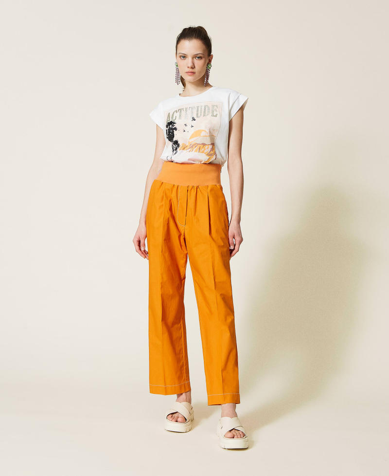 Organic cotton trousers “Spicy Curry” Orange Woman 221AT2034-02