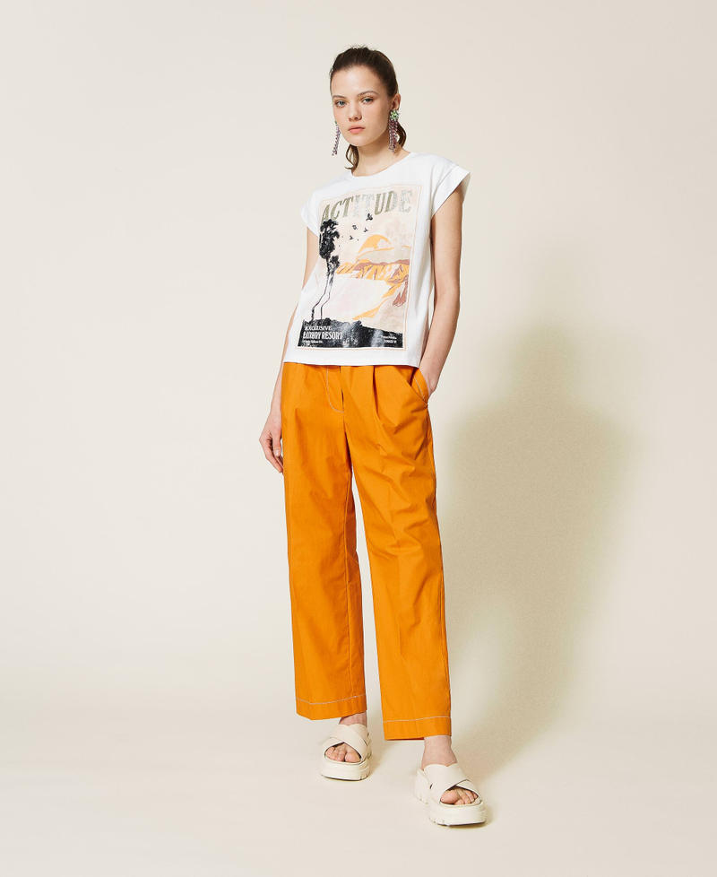Organic cotton trousers “Spicy Curry” Orange Woman 221AT2034-0T