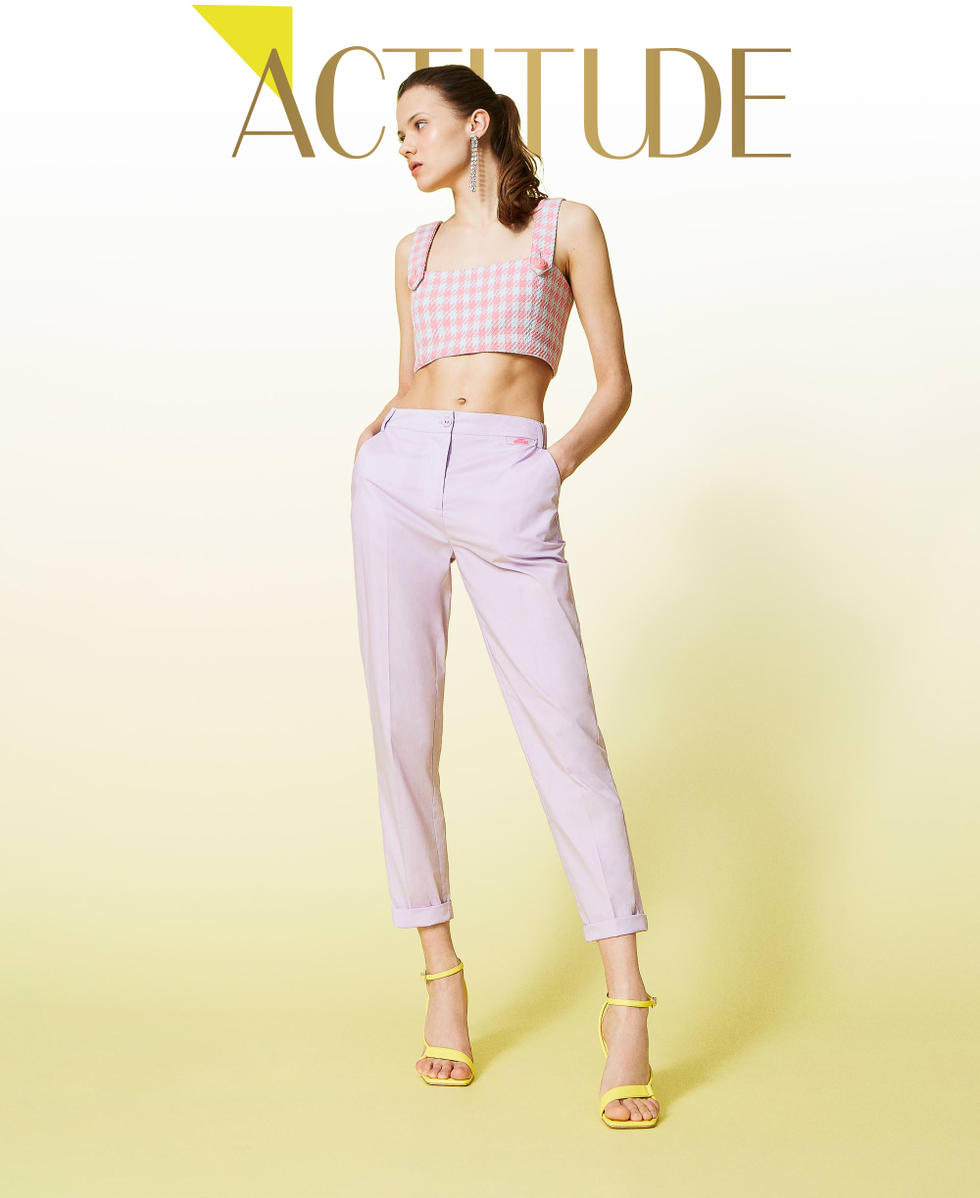 Poplin cigarette trousers Woman, Purple